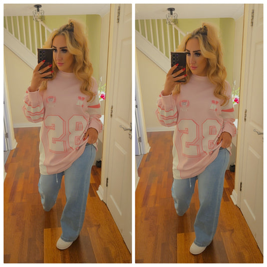 Baseball oversized jumper - Pink