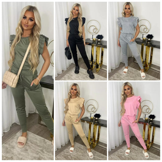 Frill sleeve loungesuit - 5 colours