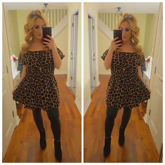 Gracie Top/Dress - Animal print black/brown