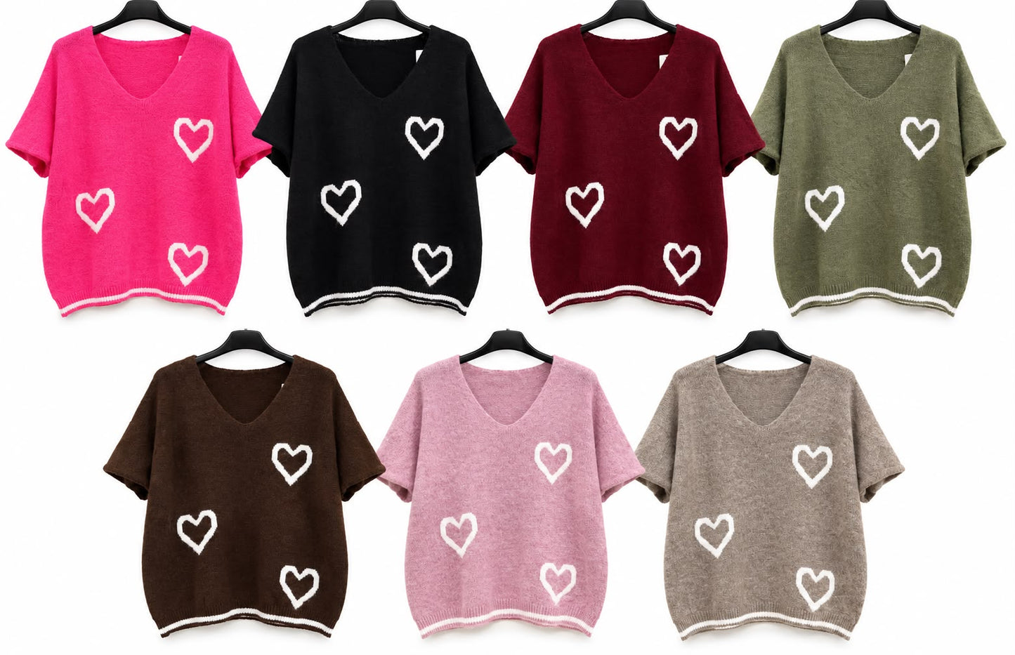Soft Knit Heart Jumpers - 7 Colours