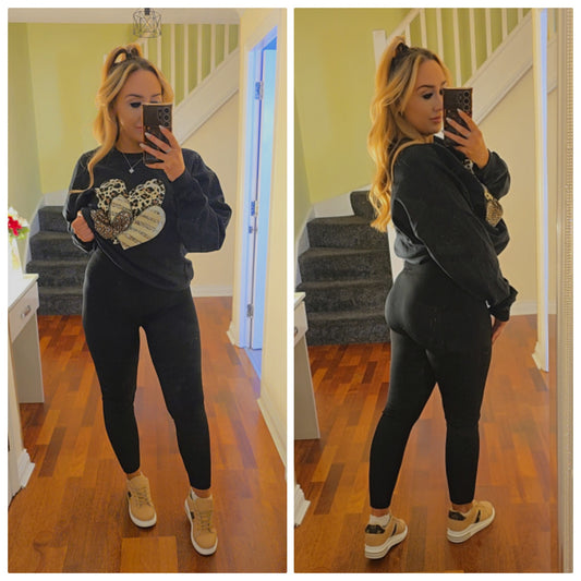 Fleece lined High Waisted leggings - Black