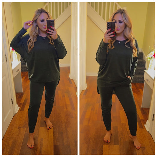 Keira High low lounge set - Khaki