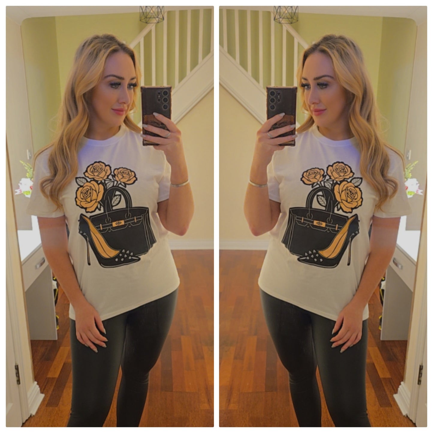 Tara Heels and Handbag T shirt - White