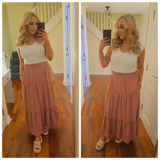 Harlow Maxi Skirt - Dusty Pink