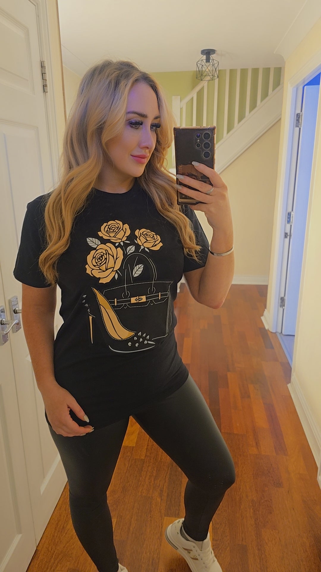 Tara Heels and Handbag T shirt - Black