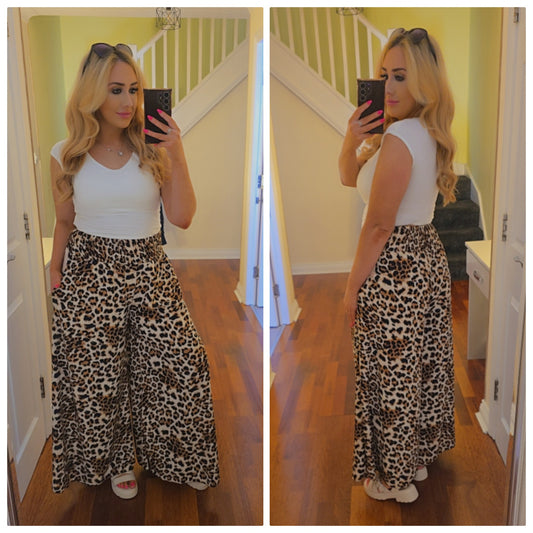 Wide leg trousers - Dark Leopard
