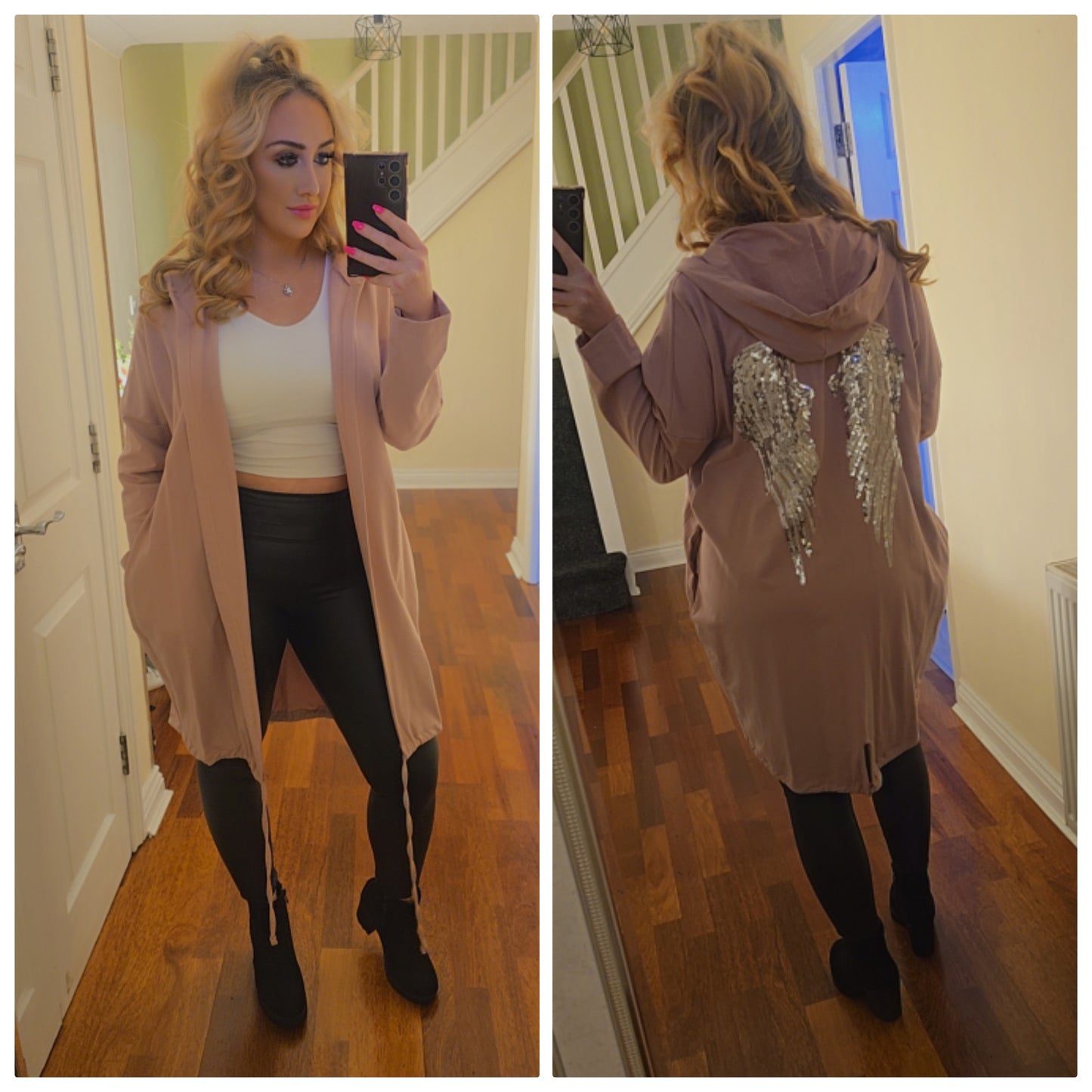 Angel Wings Sequin Cardigan - Baby pink