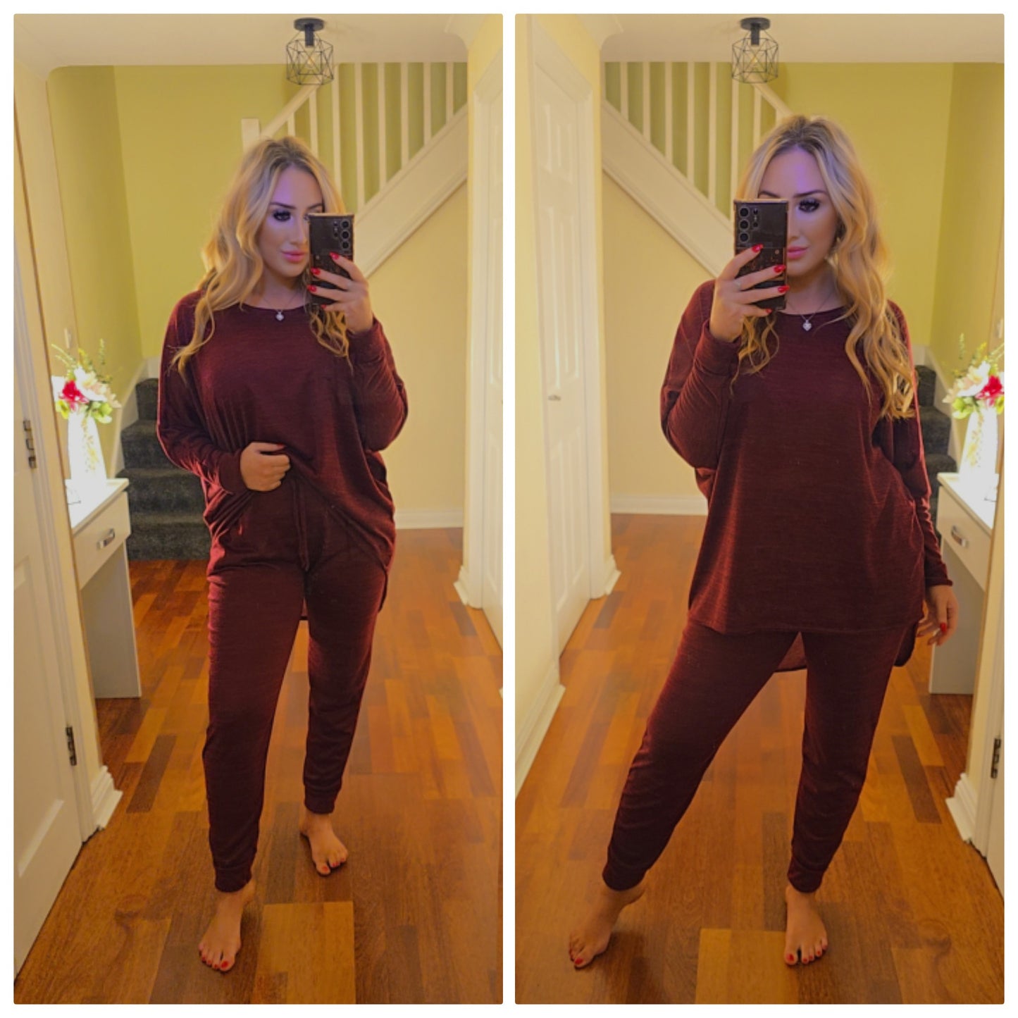 Keira High low lounge set - Wine