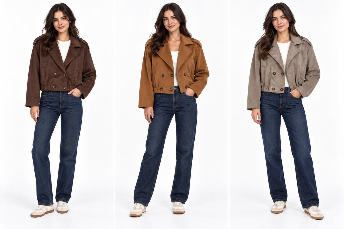 Faux Suede Biker Style Jacket - 6 Colours