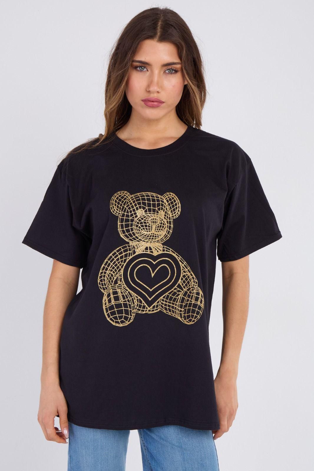 Sparkle Teddy print oversized top - 2 Colours