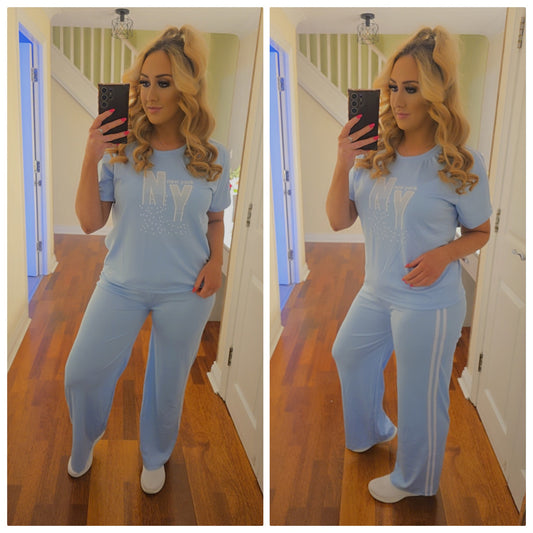 New York Top and Trouser Set - Baby blue