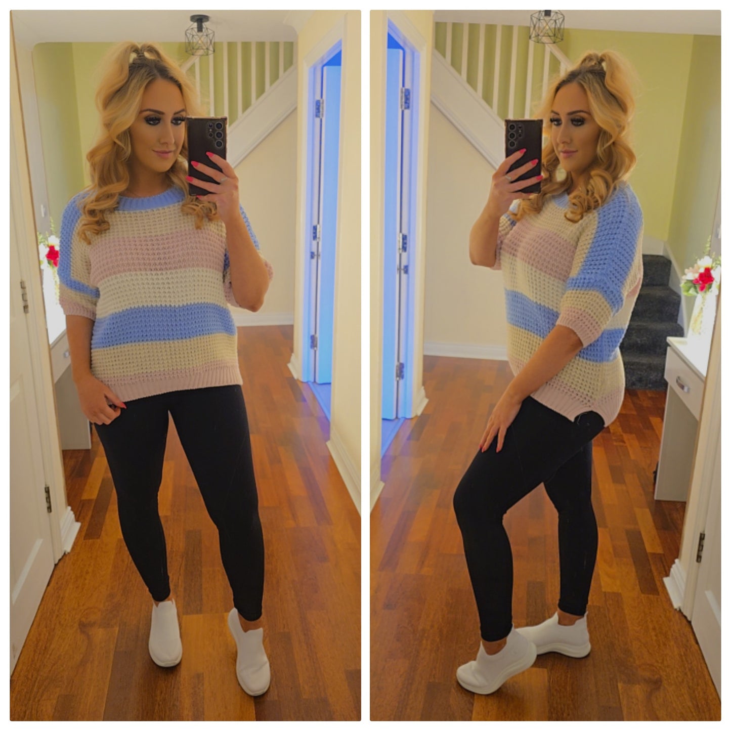 Rainbow Knitted Jumper - Baby blue