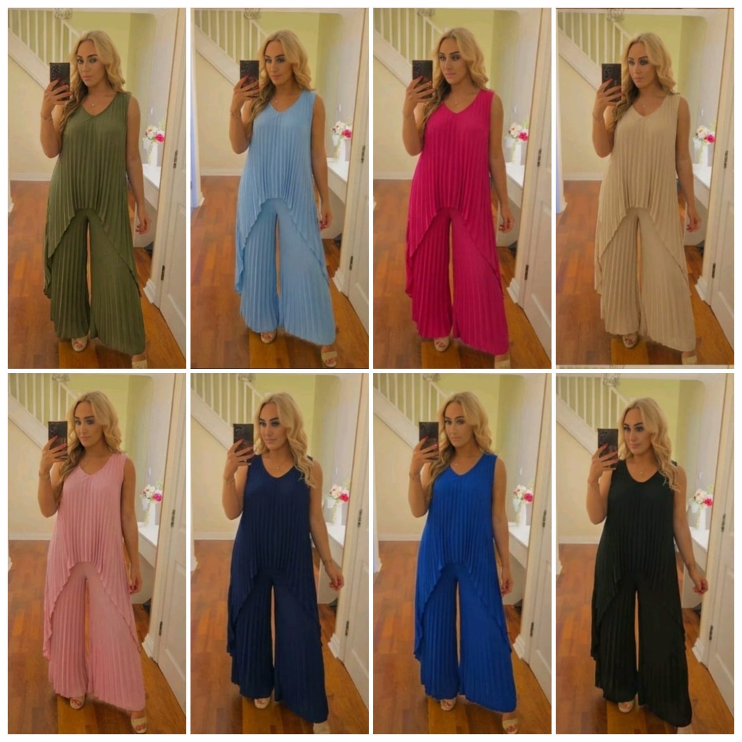 Pleated Two Piece sets - 9 Colours