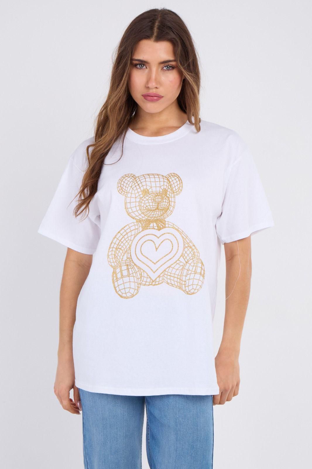 Sparkle Teddy print oversized top - 2 Colours