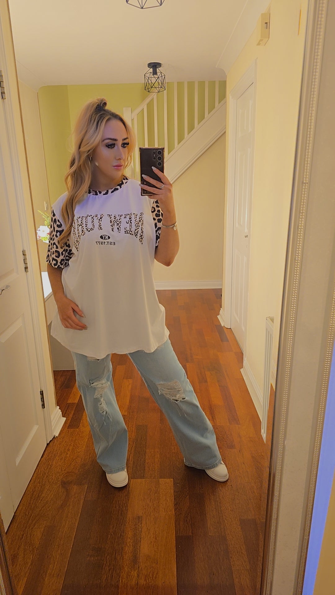 Darcie leopard New York top - White