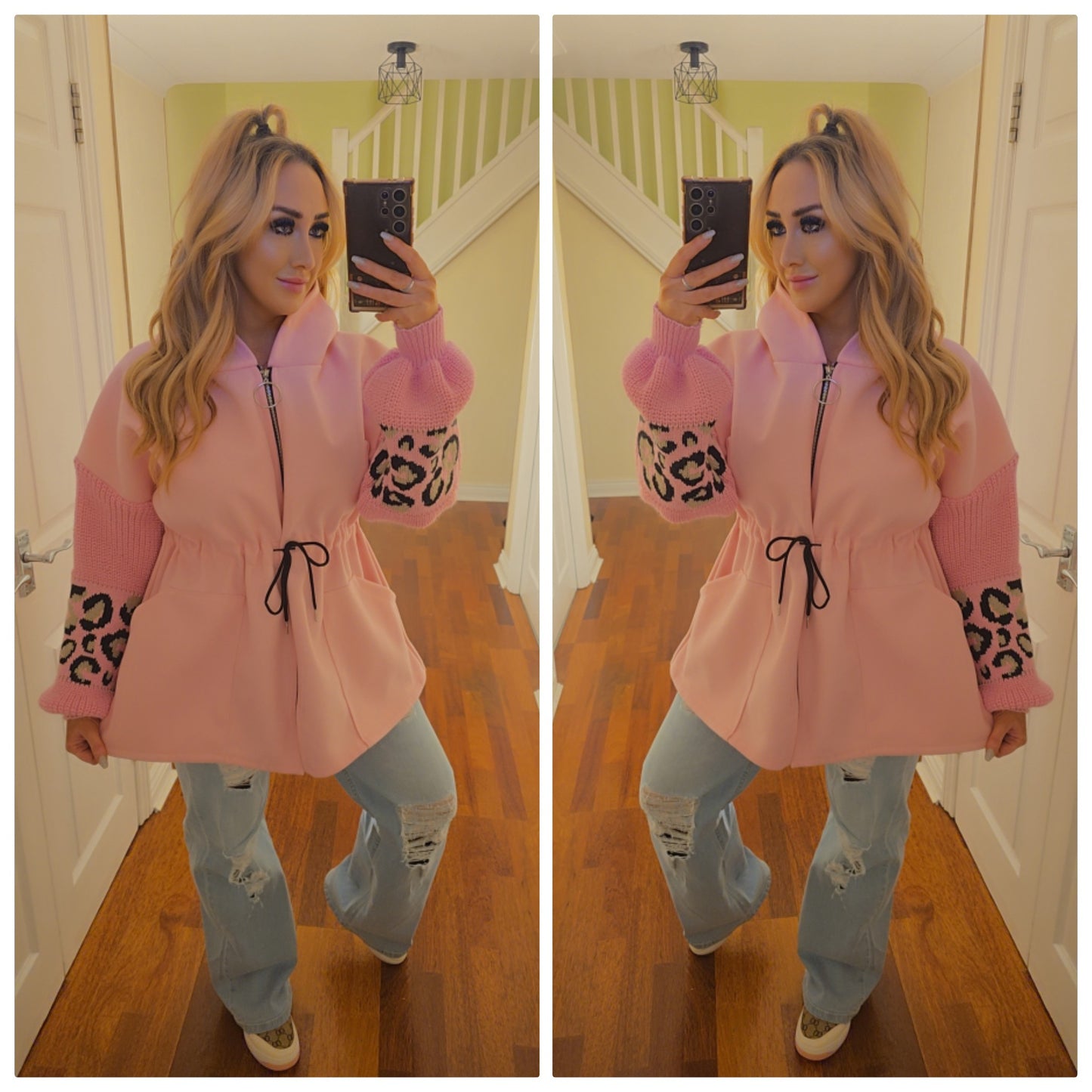 Fiona Leopard Hooded Jacket - Pink