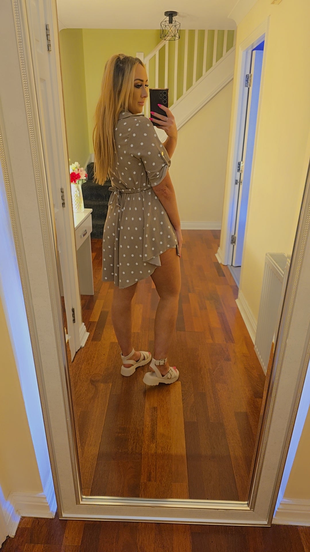 Jasmin Polka Dot Dress - Beige