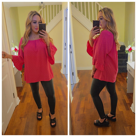 Gracie Sparkly top - Hot pink