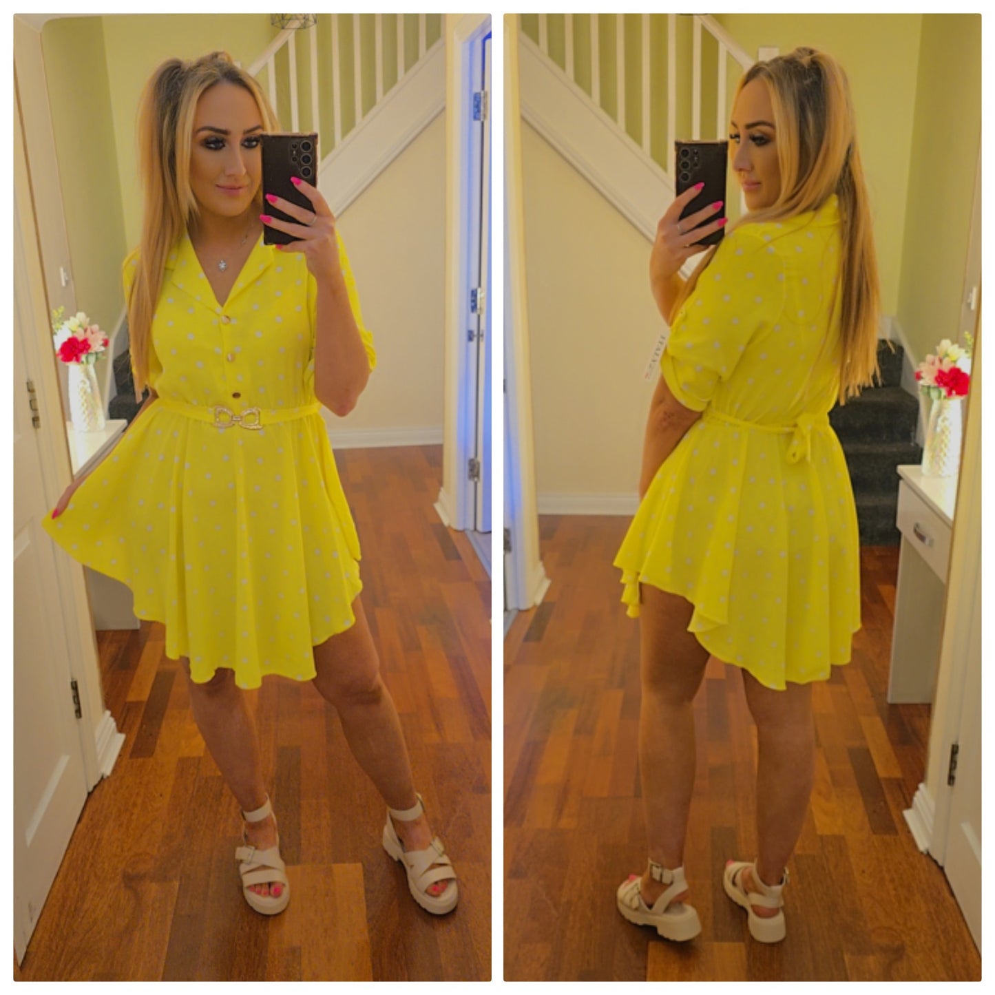 Jasmin Polka Dot Dress - Yellow