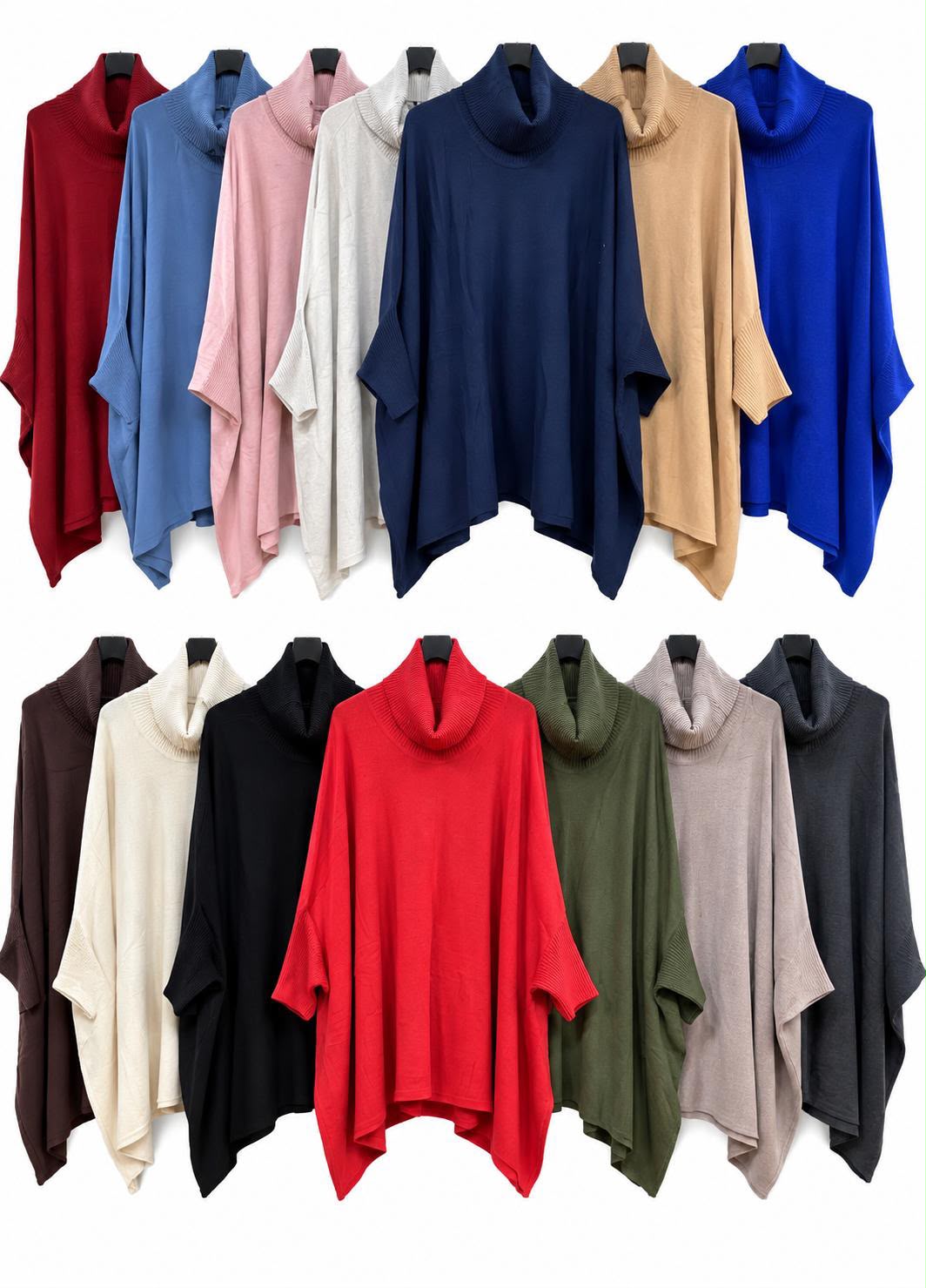 Roll neck Waterfall jumpers - 14 Colours
