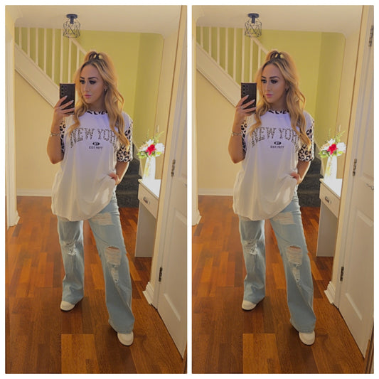 Darcie leopard New York top - White