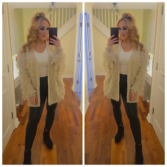 Nina Tassel Cardigan - Beige