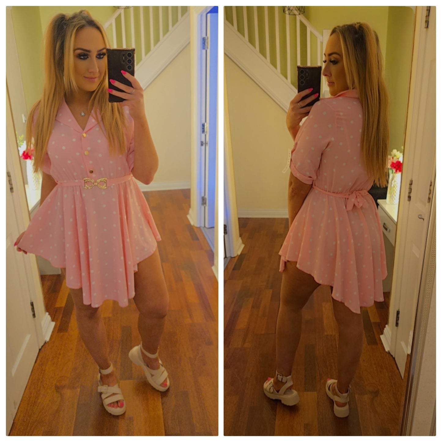 Jasmin Polka Dot Dress - Pink