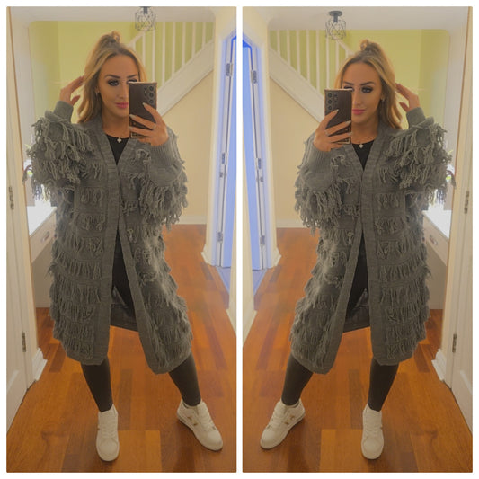 Alana Tassel Cardigan - Grey