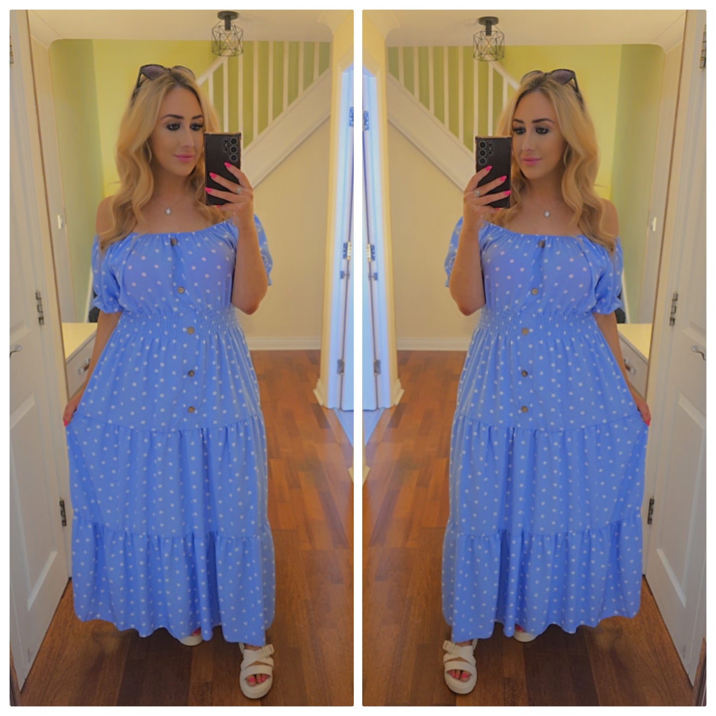 Polka Dot Maxi dress - Baby blue