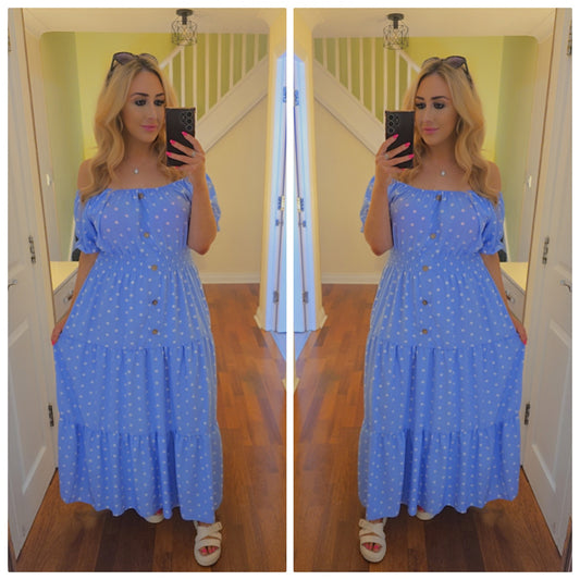 Polka Dot Maxi dress - Baby blue