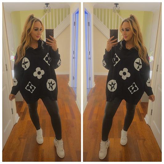 Whitney oversized hooded top - Black