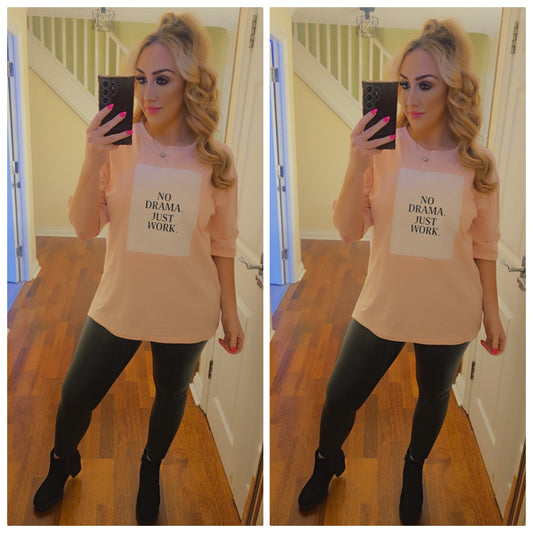 No Drama Just Work Top - Baby pink