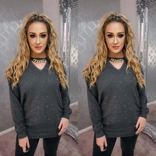 Chain Neck Jumper - 4 Colours