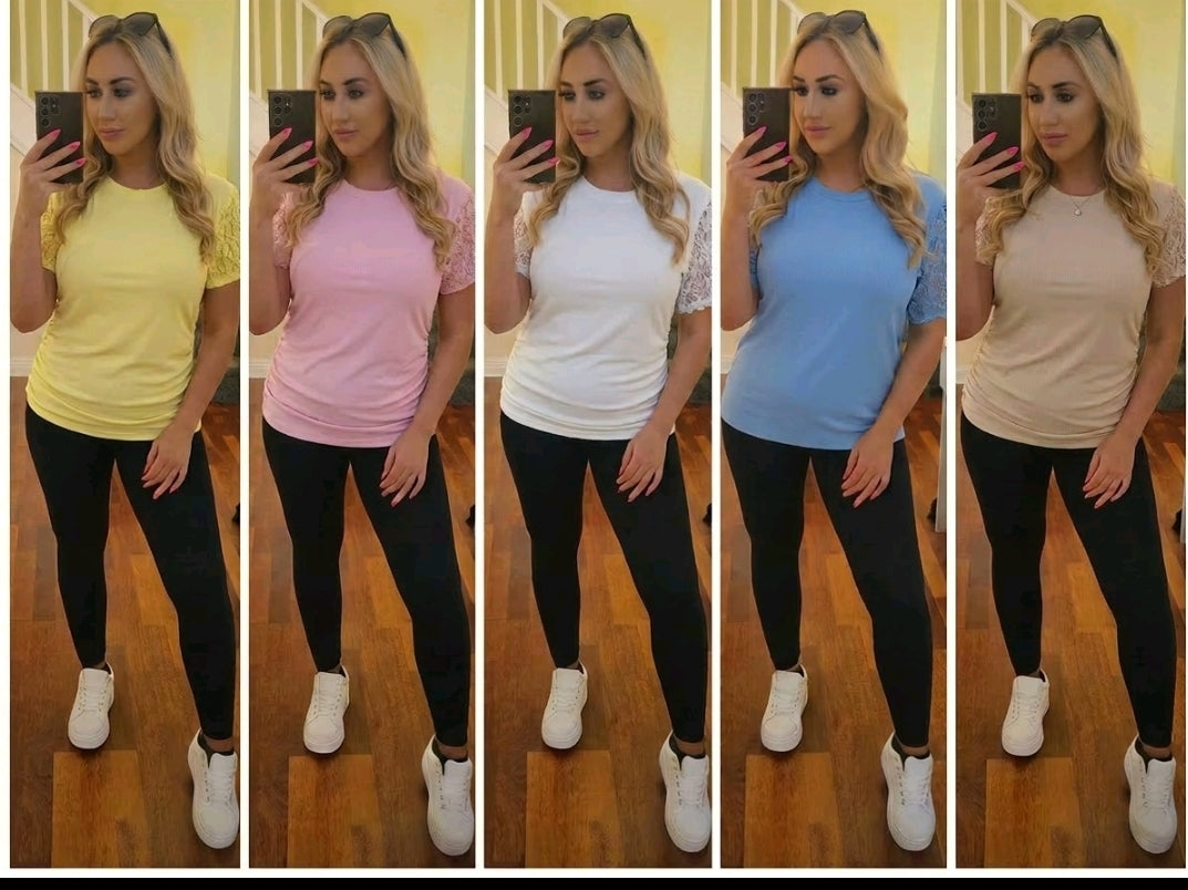Lace Short Sleeve Top - 5 Colours