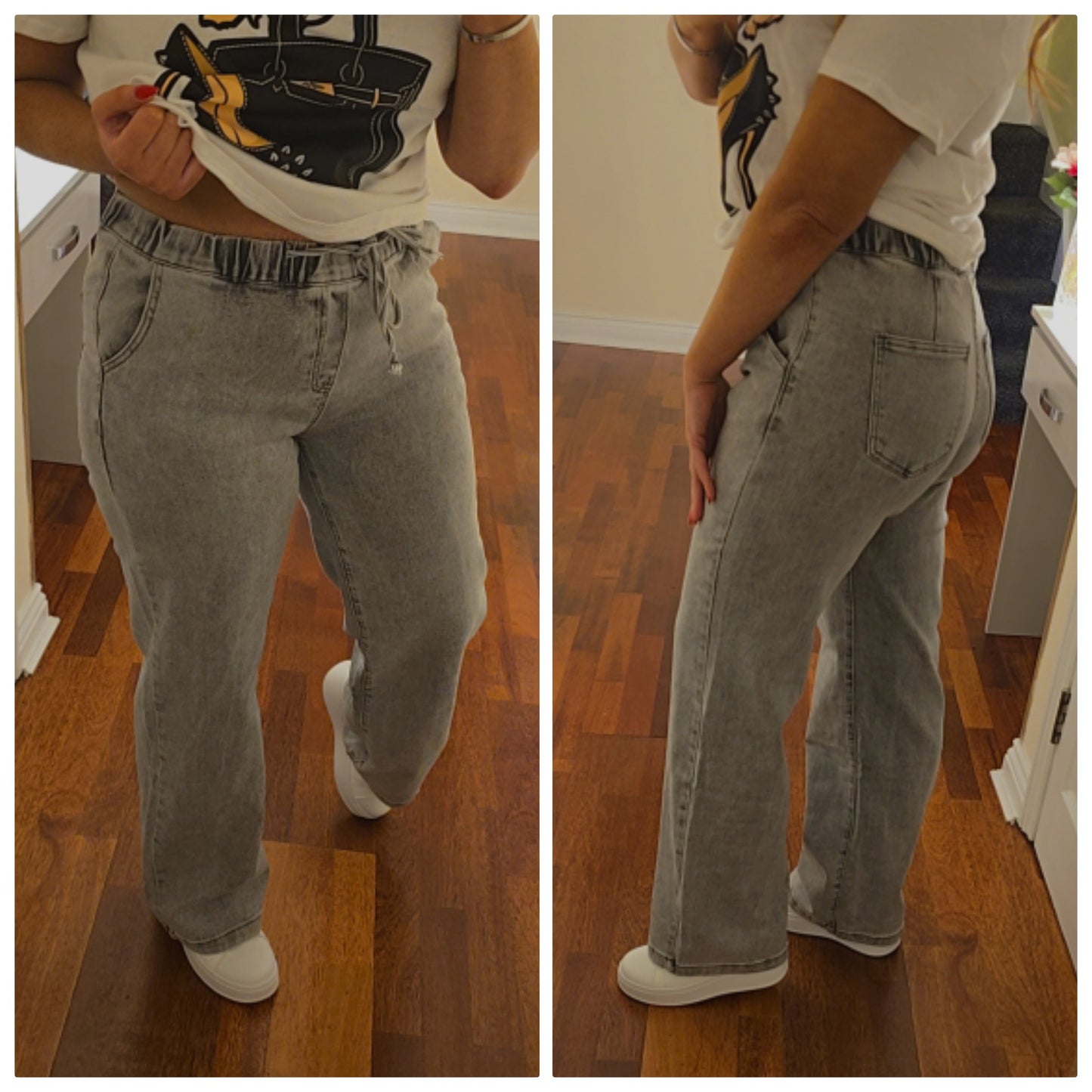 Rebecca Tie Waist Jeans - Grey