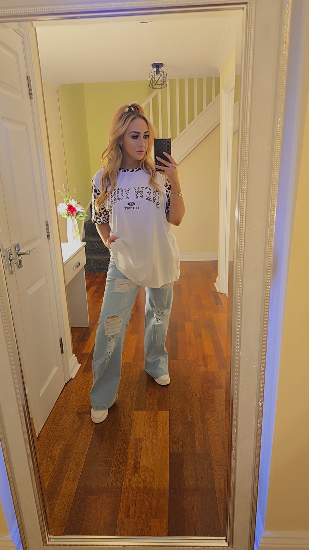 Darcie leopard New York top - White