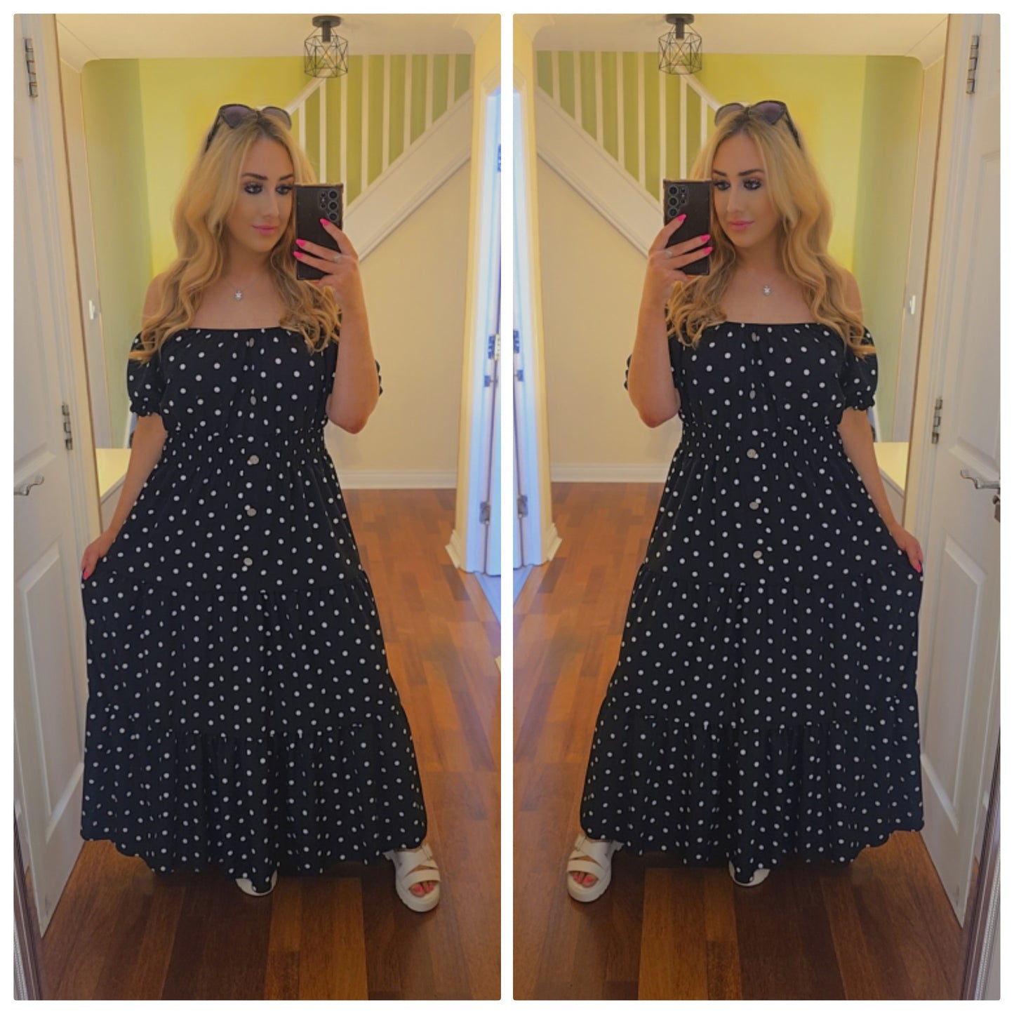 Polka Dot Maxi dress - Black