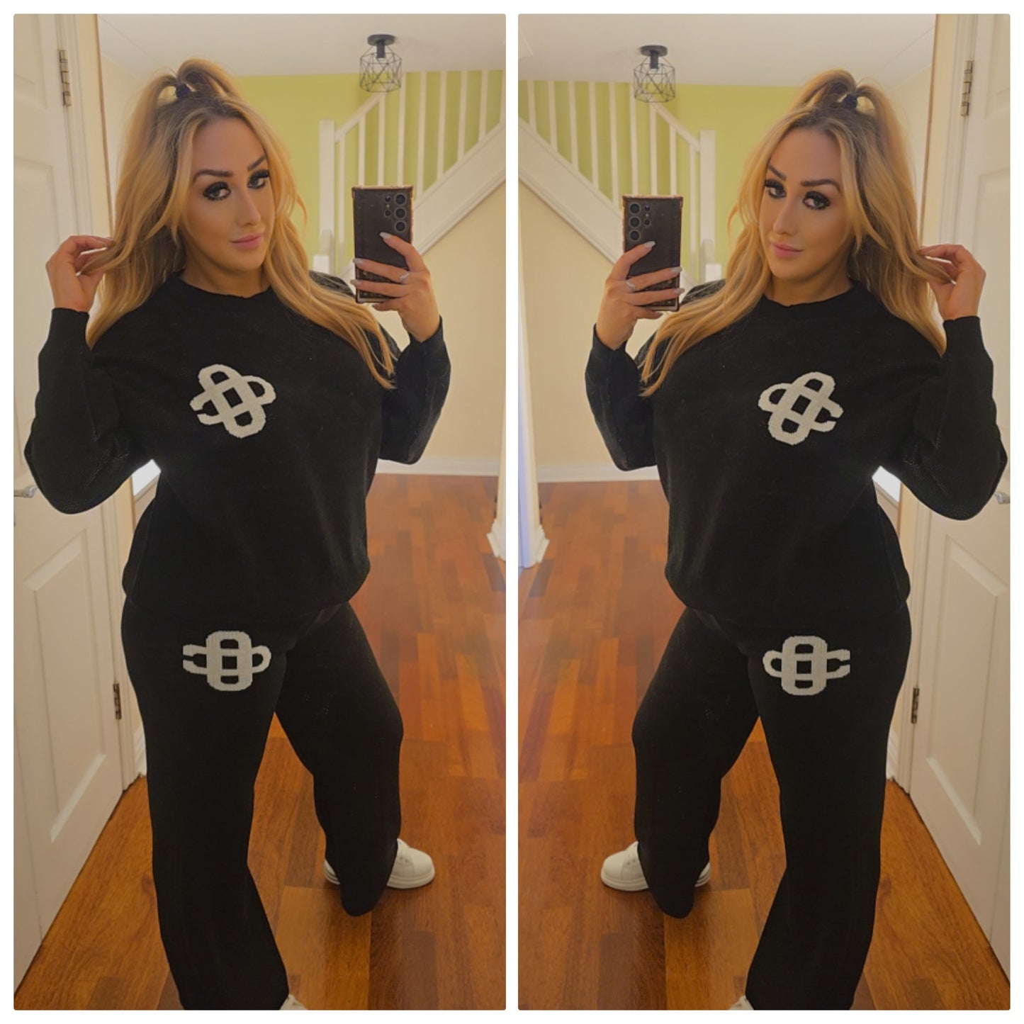 Michaela soft knit tracksuit - Black