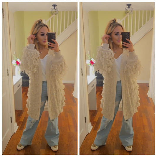 Alana Tassel Cardigan - Beige