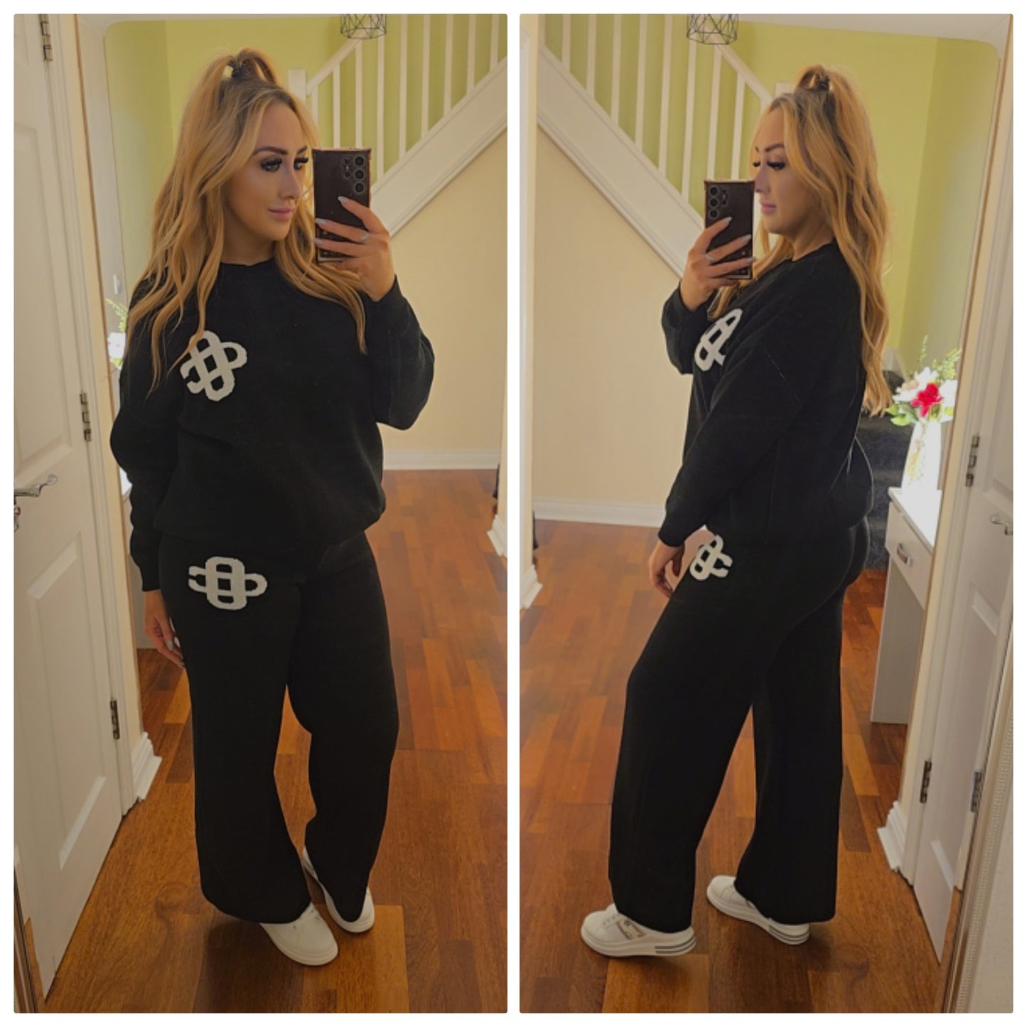 Michaela soft knit tracksuit - Black