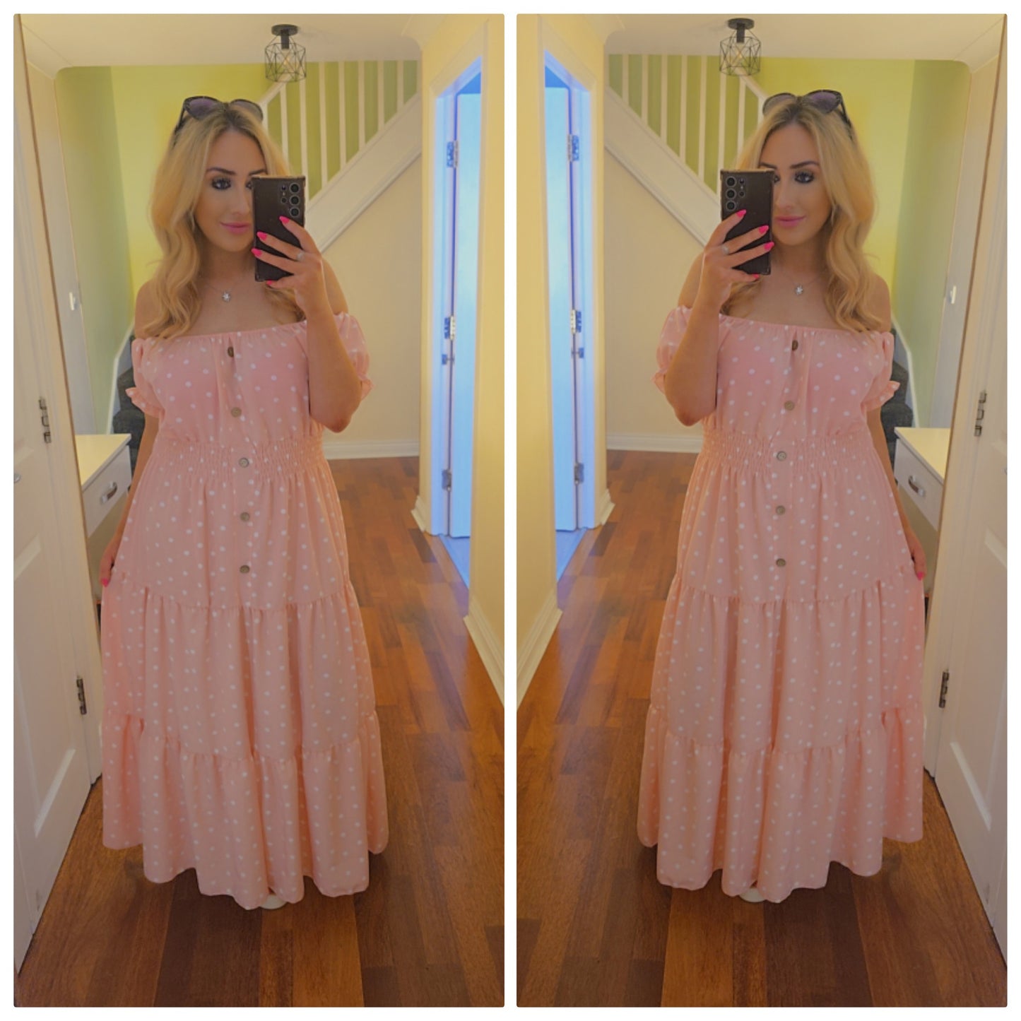Polka Dot Maxi dress - Baby pink