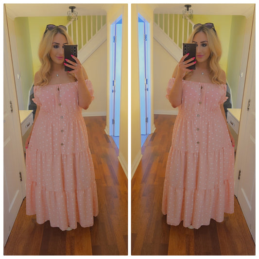 Polka Dot Maxi dress - Baby pink