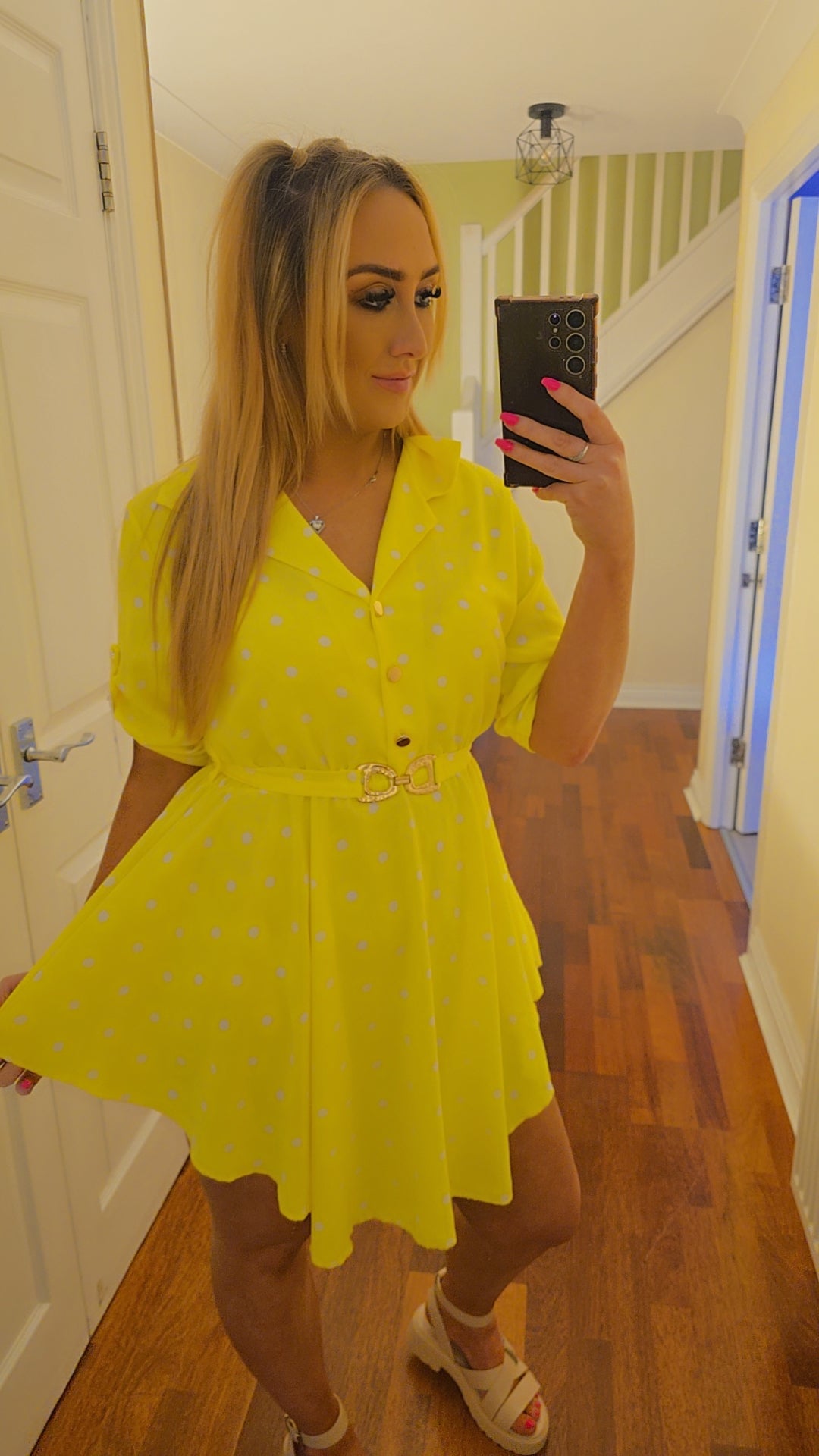 Jasmin Polka Dot Dress - Yellow