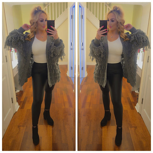 Nina Tassel Cardigan - Charcoal