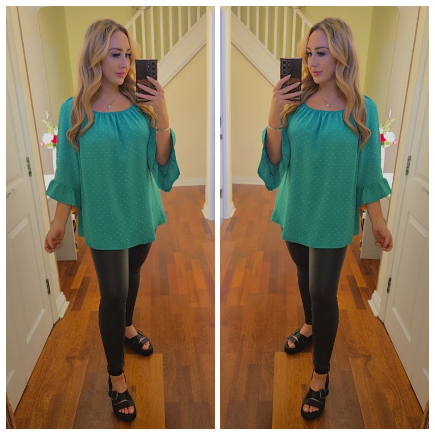 Gracie Sparkly top - Jade Green