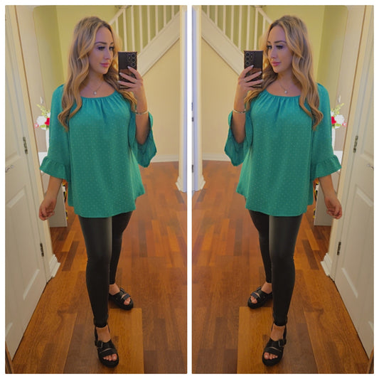 Gracie Sparkly top - Jade Green