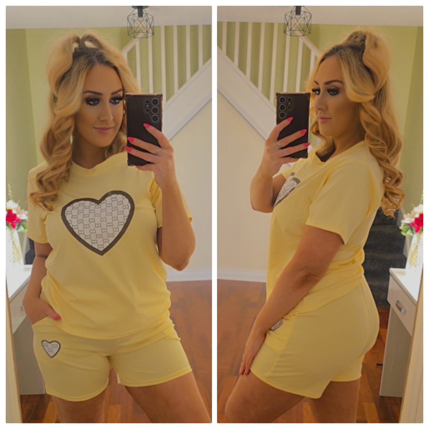 Tara Heart Top and Short Set - Yellow