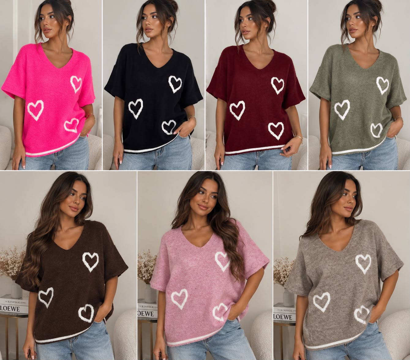 Soft Knit Heart Jumpers - 7 Colours