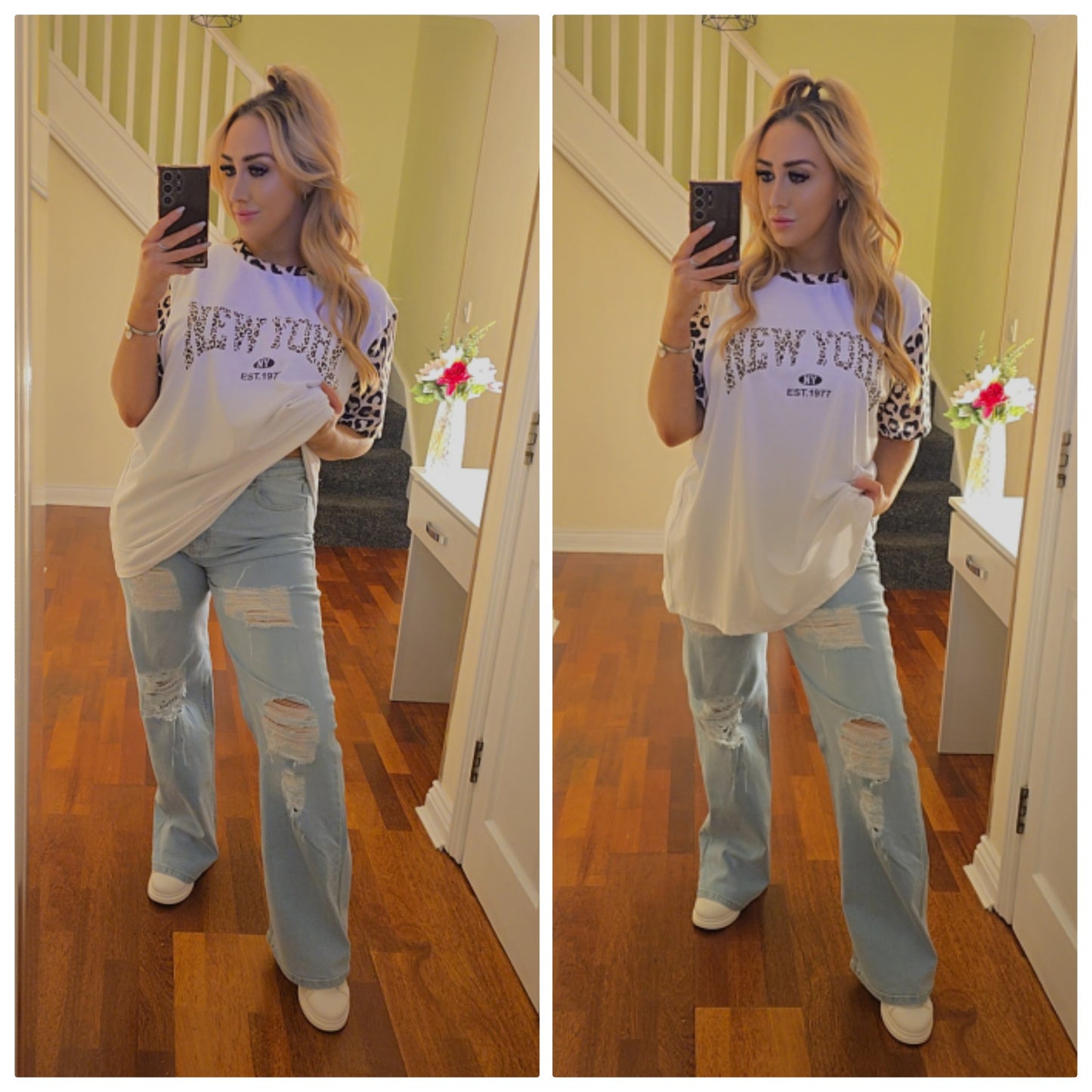 Darcie leopard New York top - White