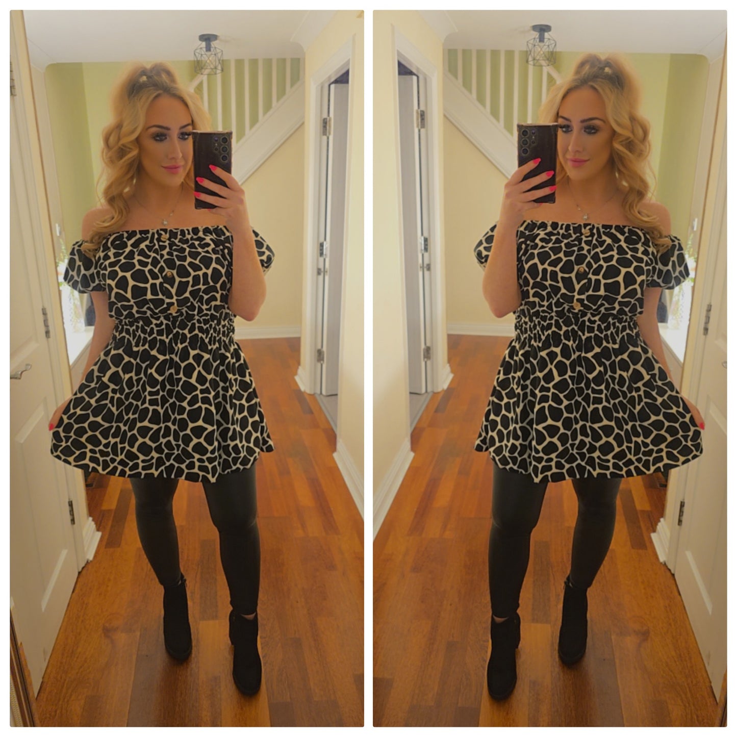 Gracie Top/Dress - Animal print black/white